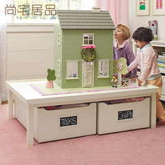 美式实木儿童玩具桌玩具台幼儿园宝宝游戏桌子学习桌带收纳箱定制 不含储物抽屉