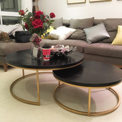 Nordic tea table circular solid wood table, simple iron living room, size, edge, several modern sofa, fashion designer furniture Ready Trumpet (72 cm in diameter, 32 cm tall)