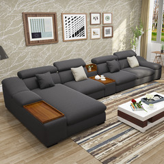 Simple sofa size apartment layout of modern living room corner cloth sofa combination self-contained detachable furniture Double + single person + right royal concubine [3.2 meters] Coffee
