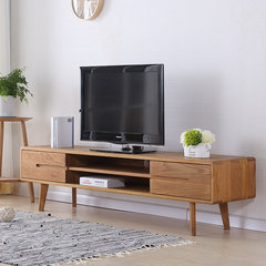 Japanese TV cabinet, simple whole solid wood TV cabinet, small apartment, living room furniture, TV table cabinet Ready 1.5m log color 1500*400*450