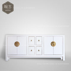 The ancient painting of new Chinese style furniture cabinets elm wood antique white paint cabinet storage cabinet cabinet classical audio-visual room Ready 170*40*80