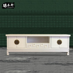 The new Chinese white TV cabinet classical audio-visual cabinet Villa Club model room model Zen custom furniture Ready TV cabinet