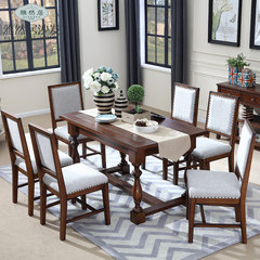 American style all solid wood table and chair combination, new American solid wood furniture, rectangular table chair, new Chinese style solid wood dining table Walnut 1.4m A table with six chairs Other structures