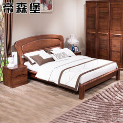 Dili Fort new Chinese gold ebony wood bed walnut log 1.8 meters double master bedroom furniture 1800mm*2000mm Natural raw wood healthy environmental protection solid wood bed Support structure