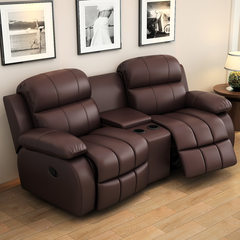Home theater multifunctional double leather sofa, head layer cattle, high-end small apartment, living room combination of first-class cabin combination 1+3 combination manual