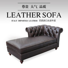 American style leather sofa, imported head layer, cowhide down brown, European style retro living room combination single 385A Single Italy imported heavy oil wax skin change leather