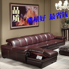 The first layer of imported high-grade leather sofa leather cow thick corner combined villa large-sized apartment storage all green combination Champagne