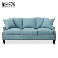 陆柒家居 美式法式乡村布艺沙发 小三人位客厅休闲沙发 蓝色双人 2米1--三人位+送2个同色抱 深蓝-2米1