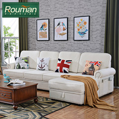 Flexible American country sofa corner, L type fabric sofa, Mediterranean storage sofa combination can be customized Color can be customized (convenient storage + washable) Five star sitting feeling =3D pure sponge cushion