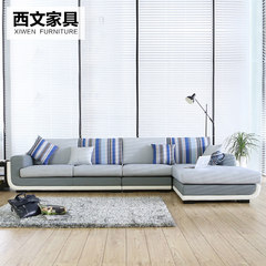 Western washable fabric sofa simple modern living room sofa cloth sofa corner size apartment layout Three person + imperial concubine [five years' quality guarantee] Gray blue