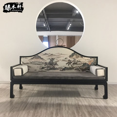 The new Chinese printing cloth three sofa classical beauty salon Club arhat bed model room Zen custom furniture Three people arhat bed