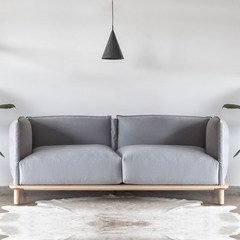 The large-sized apartment sofa modern minimalist wood double three person sofa style seating room furniture Three people Light grey