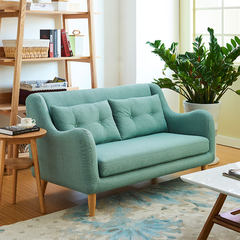 Nordic cloth sofa, three people living room, small units, small furniture, modern simple simple room double sofa Single Dark blue