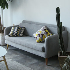 Fabric combination sofa, Japanese simple small type living room, Mediterranean single double three people sofa chair Single Sanding - lightskyblue