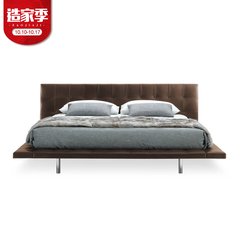 Nordic style double bed 1.8 silverskin simple modern art loft American fashion leather bed Zhuwo industrial wind 1500mm*1900mm Imported super fiber skin [mattress free] Frame structure
