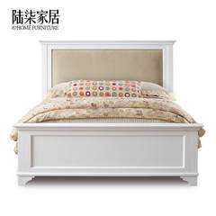 Luqi Home Furnishing modern American daughter bed children's room six pumping wood storage bed double bed soft white rice 1500mm*2000mm Color 3 Frame structure