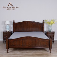 American country ash wood four double bed bed full page classic European American Home Furnishing 1500mm*2000mm walnut Frame structure