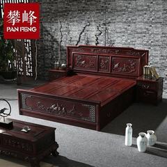 Rosewood furniture, East Africa acid sticks, wooden carvings, big beds, 1.8 meters, solid wood flower and bird storage, double bed, classical wedding bed 1800mm*2000mm Flower and bird beds Box frame structure
