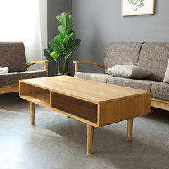 North European solid wood coffee table, modern simple size apartment, living room long tea, Korean rectangular tea table furniture Ready 1.2M coffee table
