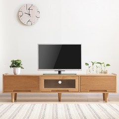 White oak TV cabinet, all solid wood, Nordic Japanese TV cabinet, living room cabinet, 1.8 meters simple environmental protection furniture Ready TV cabinet + cabinet