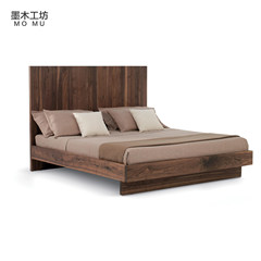 The Nordic modern minimalist black walnut oak wood bed backrest Kitaka double wedding bed custom cherry wood furniture 1500mm*2000mm White oak Frame structure