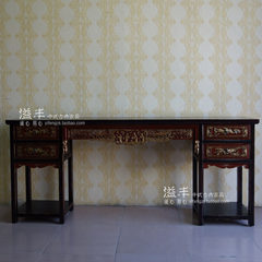 The Ming and Qing Dynasties imitation of classical furniture carved wood flat table table board entrance case storage Chinese reading painting table Ready Color