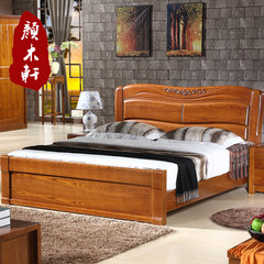Fraxinus mandshurica solid wood bed 1.5/1.8 meters high box bed double bed, modern Chinese style store, American style house furniture 1800mm*2000mm Solid wood bed Air pressure structure