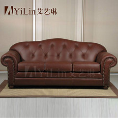 American style leather sofa combination rural import head layer cowhide art living room American three people sofa 333 Double Imported leather half skin