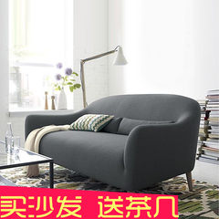 Nordic small apartment sofa, Japanese style single, double three people, cloth sofa hall, living room, bedroom, small sofa chair Single blue