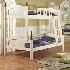 Mediterranean all solid wood white wood, high and low bed, American children, Shahara Kiko mother bed, bunk bed, bunk bed 1200mm*1900mm High-low bed + bookshelf Only high and low beds