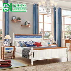 Children's bed, boys' single bed, all solid wood, American style country European style girls' bed, children's room furniture combination set 1500mm*2000mm High box bed Without