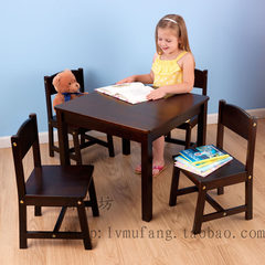 简约实木儿童学习桌定制松木儿童游戏桌定做实木小桌子美式家具 擦色清漆