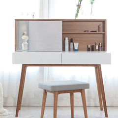 Nordic solid dresser bedroom, pure solid wood makeup table, Nordic small unit, dresser, bedroom furniture Assemble Dresser + stool