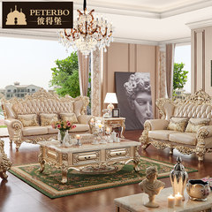 European style leather sofa combination villa, solid wood carved sofa, living room, large family, head layer, cowhide, American style sofa Other Single head position