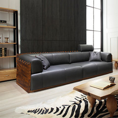 We have solid wood leather sofa high-grade leather designer studio furniture industrial wind four creative sofa combination Double person, 1.8 meters
