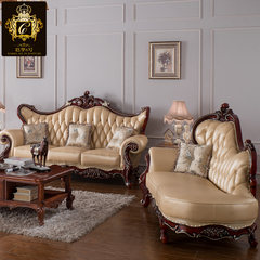 European head layer cowhide sofa combination, simple American leather sofa, retro 13 Royal living room solid wood sofa Z3 combination Luxury all solid wood sofa