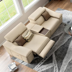 Simple modern leather sofa, Nordic small size tea table, combination living room, corner head layer, leather sofa combination Imported leather: big double +1 with a few electric motors