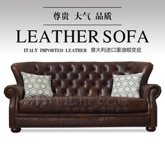 American Leather head layer cowhide, Italy import oil wax change skin, retro living room combination three people sofa 424 Single Deposit