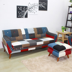 Flower lattice modern small Huxing creative furniture personality single double three people color woven fabric sofa combination Other Blue Patchwork
