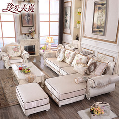 European style sofa combination living room sofa size apartment layout Royal corner sofa detachable living room furniture combination Single person + three person + imperial concubine + foot + double armrest single person