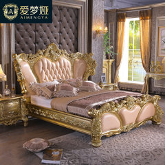 Love dream Yapi bed leather bed 1.8 meters 2 meters double Zhuwo leather bed bed large-sized apartment bed 1800mm*2000mm 1800*2000 noble gold Frame structure