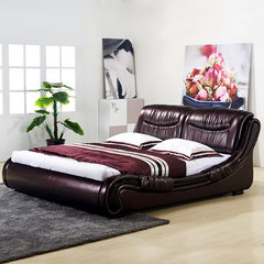 With wood leather leather bed double bed 1.8 meters 1.5 soft bed bed simple modern large-sized apartment 1500mm*1900mm Sample color (leather at the head of the contact surface) Frame structure