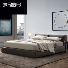 The Nordic minimalist modern fashion leather upholstered bed large-sized apartment bed wood storage box bed 1.8 meters 1.5 meters high 1500mm*1900mm Leather contact surface layer cowhide Frame structure