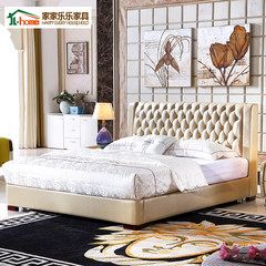 The first layer of leather upholstered bed 1.8 meters double bed modern minimalist Nordic leather leather bed Zhuwo tatami bed 1500mm*2000mm Champagne Frame structure