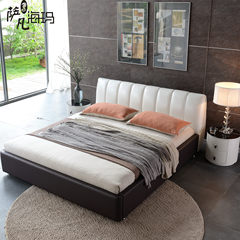 Leather bed large-sized apartment 1.8 meters double bed leather leather bed storage bed bed bed modern minimalist master bedroom 1800mm*2000mm Leather bed + solid wood skeleton Air pressure structure