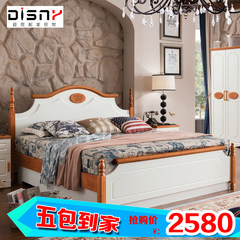 Solid wood bed, Mediterranean bed, American country princess bed, 1 meters 8 double bed bed, European high box storage bed mail 1500mm*2000mm Mediterranean high box Other structures