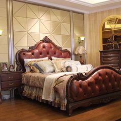 Liyuan beauty home European style classical leather bed wood bed double rural 1.8 meters bed custom leather bed 1500mm*2000mm white Frame structure