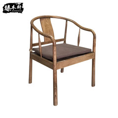 The new Chinese classical wood color chair dining chair wood club villa model room model Zen custom furniture Round-backed armchair