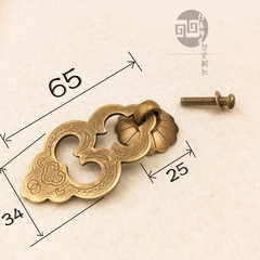 Special Chinese antique furniture, pure brass handle, shoe cabinet, bookcase door handle, straight bar, hollow flower drawer handle Strip bronze 3.5*16cm/ only