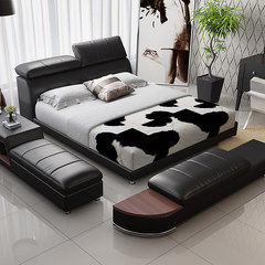 Simple modern leather soft bed tatami double Zhuwo wedding bed storage leather bed 1.8 meters double bed 1500mm*2000mm Single bed + left tatami Frame structure